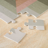 Kleuren van bruin, groen en gestreepte patroonkuns legpuzzel (Zijkant)