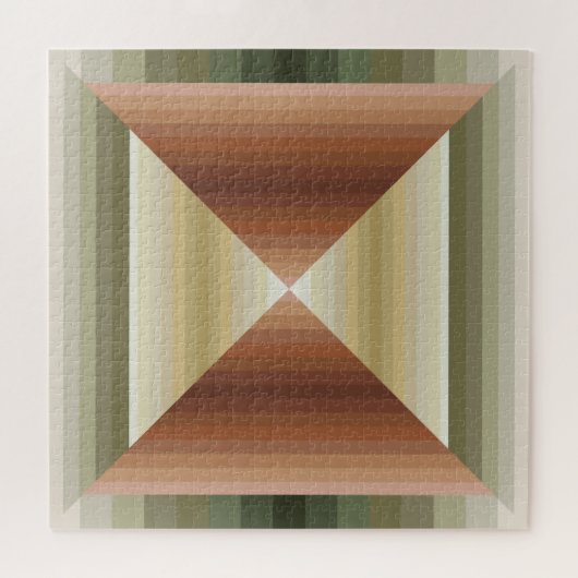 Kleuren van bruin, groen en gestreepte patroonkuns legpuzzel (Horizontaal)