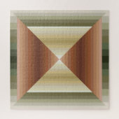 Kleuren van bruin, groen en gestreepte patroonkuns legpuzzel (Verticaal)