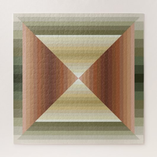 Kleuren van bruin, groen en gestreepte patroonkuns legpuzzel (Verticaal)