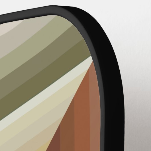 Kleuren van bruin, groen en gestreepte patroonkuns pickleball paddle (Links Detail)