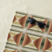 Kleuren van bruin, groen en gestreepte patroonkuns strandlaken (In situ)