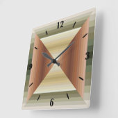 Kleuren van bruin, groen en gestreepte patroonkuns vierkante klok (Hoek)