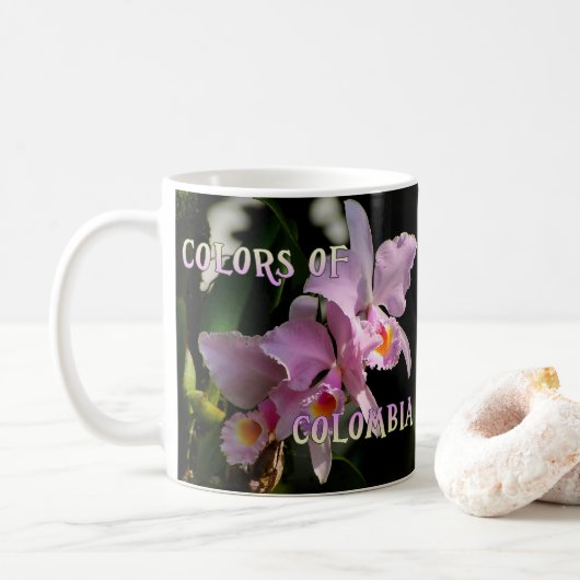 Kleuren van Colombia Cattleya Orchid Coffee Mok (Met donut)