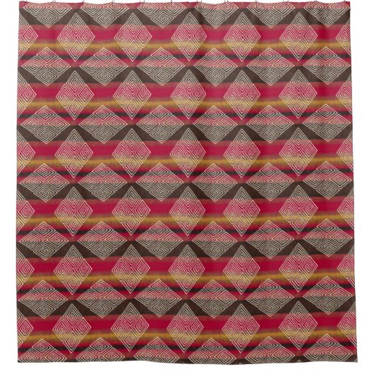 Kleuren van de aarde Bruin Rust Red Gold Mud Cloth Douchegordijn (Voorkant)