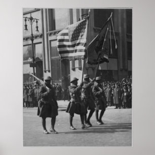 Kleuren van de beroemde 369e infanterie in de para poster