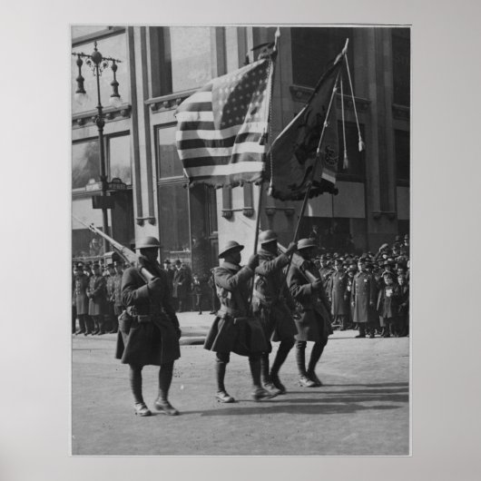 Kleuren van de beroemde 369e infanterie in de para poster (Voorkant)