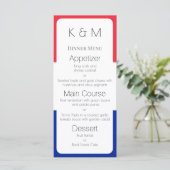 Kleuren van de Franse vlag Franse diner Menu (Staand voorkant)