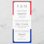Kleuren van de Franse vlag Franse diner Menu (Voorkant)