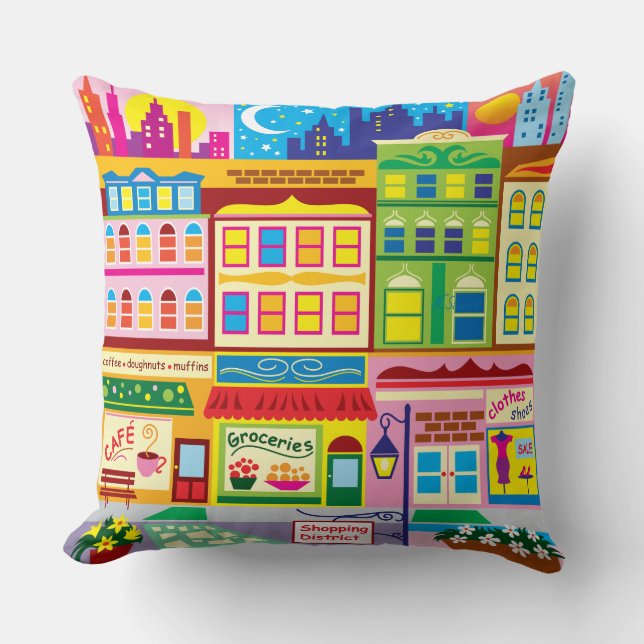Kleuren van de hoofdstraat kussen (Voorkant)