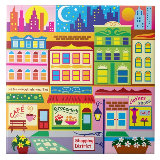 Kleuren van de hoofdstraat tegeltje (Voorkant)