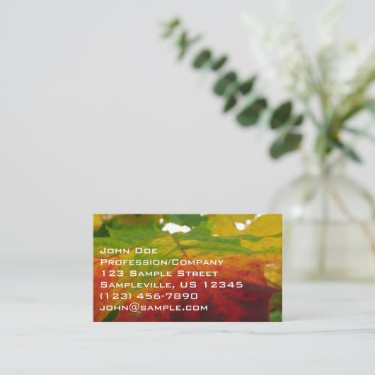 Kleuren van de Natuur "Maple Leaf Autumn" Fotograf Visitekaartje (Staand voorkant)