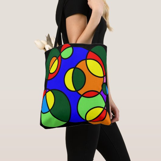 Kleuren van de regenboog cirkels tote bag (Dichtbij)