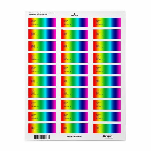 Kleuren van de regenboog etiket (Full Sheet)