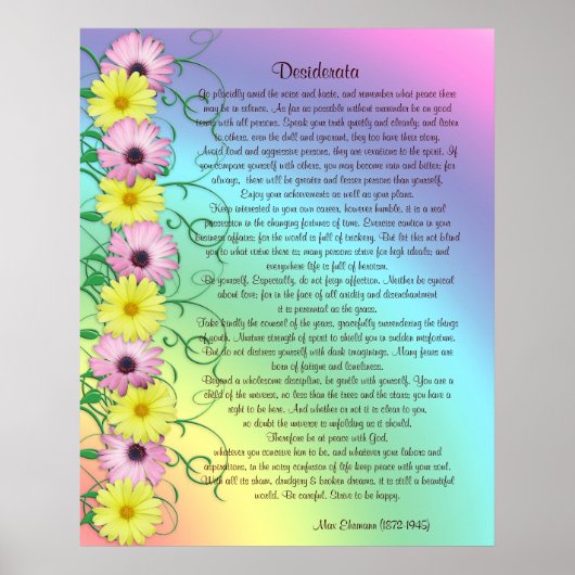 Kleuren van de regenboog van de Desiderata-prose Poster (Voorkant)