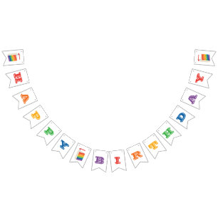 Kleuren van de regenboogbanner, Happy Birthday Cak Vlaggetjes