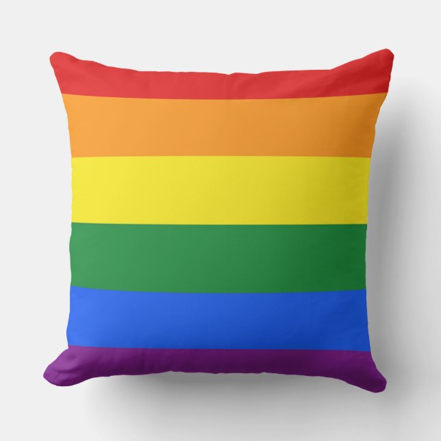 KLEUREN VAN DE REGENBOOGVLAG strepen + jouw ideeën Buitenkussen (Voorkant)
