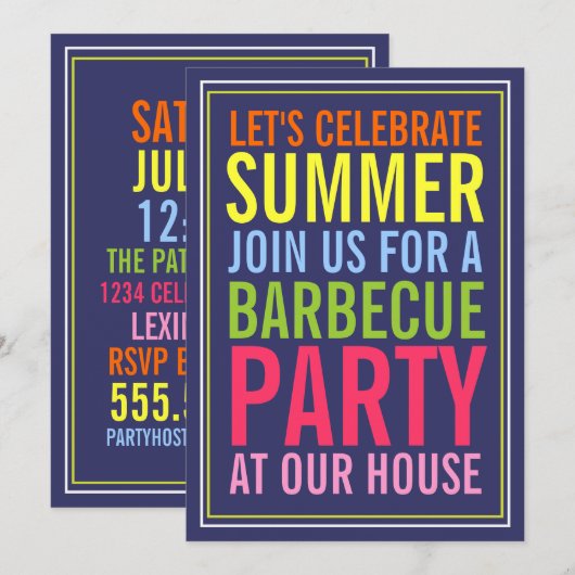 Kleuren van de Uitnodiging van de BBQ-partij van d (Voorkant / Achterkant)