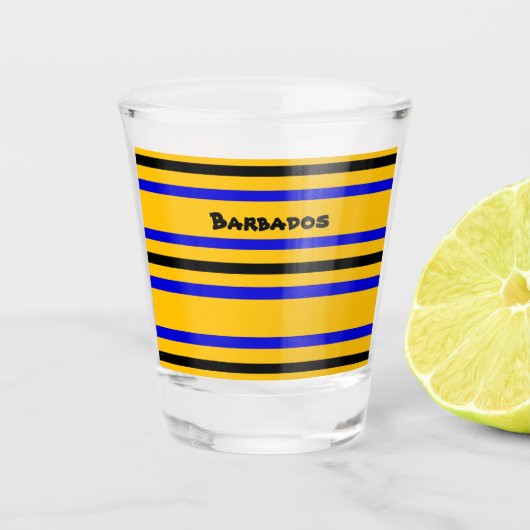 Kleuren van de vlag van Barbados Shot Glas (Voorkant)
