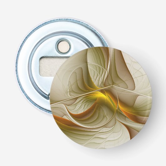 Kleuren van edele metalen, abstracte fractale kuns button flesopener (Voorkant)