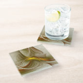 Kleuren van edele metalen, Abstracte fractale kuns Glazen Onderzetter (Schuin)