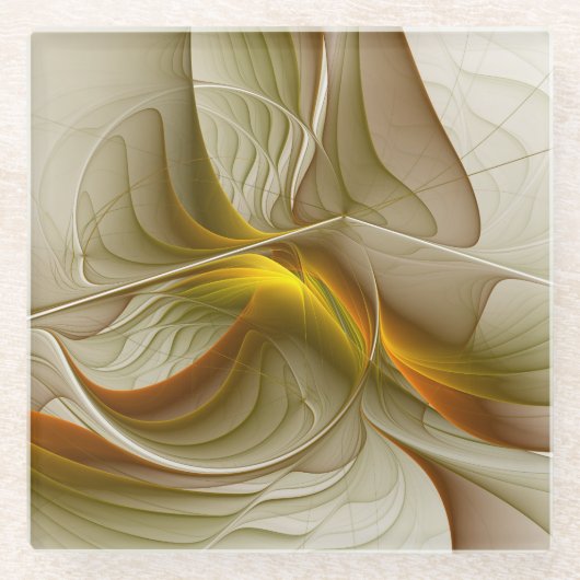 Kleuren van edele metalen, Abstracte fractale kuns Glazen Onderzetter (Voorkant)