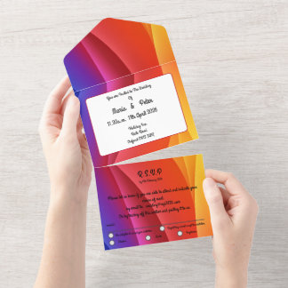 Kleuren van een regenboogzonsondergang vormen de a all in one uitnodiging
