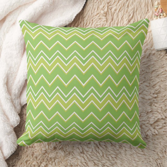 Kleuren van Green Zig Zag Chevron Pattern Kussen (Deken)