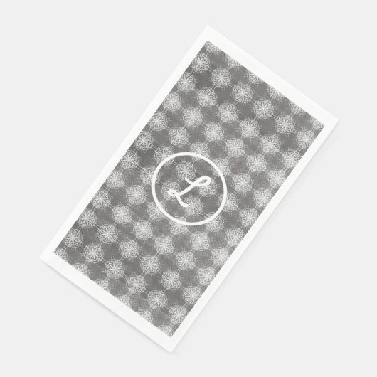 Kleuren van grijs en wit kant Monogram Servet (Hoek)