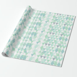 Kleuren van Groen Abstract Retro Driehoekpatroon Cadeaupapier