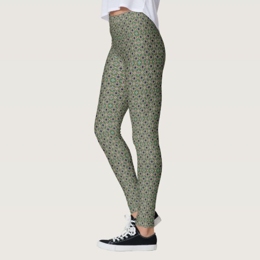 Kleuren van Groen/Blauw Graphic Pattern Leggings (Links)