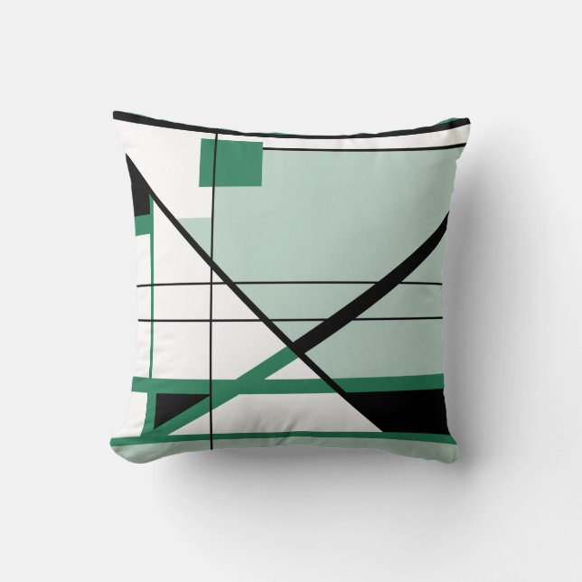 Kleuren van Groen Zwart Wit Geometrisch Abstract Kussen (Voorkant)