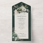 Kleuren van groene bloemen all in one uitnodiging (Binnen)