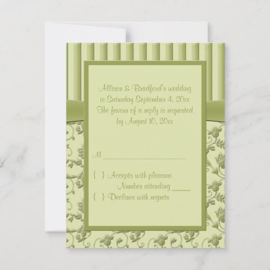 Kleuren van Groene Bloemstreep R.S.V.P. Kaart (Achterkant)