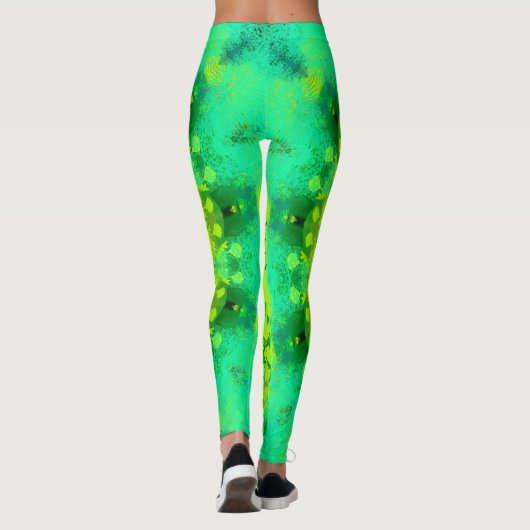 Kleuren van groene mandala Abstract Leggings (Achterkant)