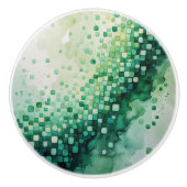 Kleuren van groene Waterverf Checkerboard Pleinen Keramische Knop (Voorkant)