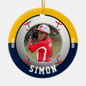 Kleuren van het goudteam van de Baseball Navy Keramisch Ornament (Voorkant)