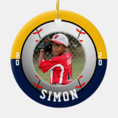 Kleuren van het goudteam van de Baseball Navy Keramisch Ornament (Achterkant)