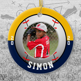 Kleuren van het goudteam van de Baseball Navy Keramisch Ornament