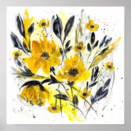 Kleuren van het Jaar Moderne Waterverf Floral Poster (Voorkant)