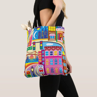 Kleuren van het stadsbeeld tote bag