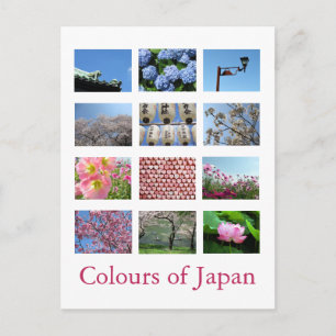 Kleuren van Japan (blauw/wit/roze) Briefkaart