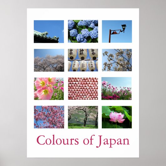 Kleuren van Japan (blauw/wit/roze) Poster (Voorkant)
