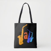 Kleuren van Jazz Sax Illustratie Black Bag 2 Tote Bag (Voorkant)