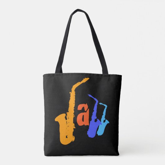Kleuren van Jazz Sax Illustratie Black Bag 2 Tote Bag (Achterkant)