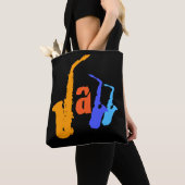Kleuren van Jazz Sax Illustratie Black Bag 2 Tote Bag (Dichtbij)