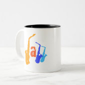 Kleuren van Jazz Sax Illustratie Mok 1 (Voorkant links)