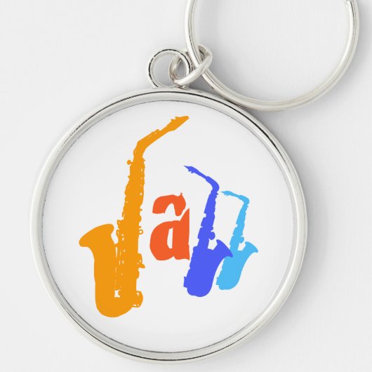 Kleuren van Jazz Sax Illustratie Ronde Sleutelhang Sleutelhanger (Voorkant)
