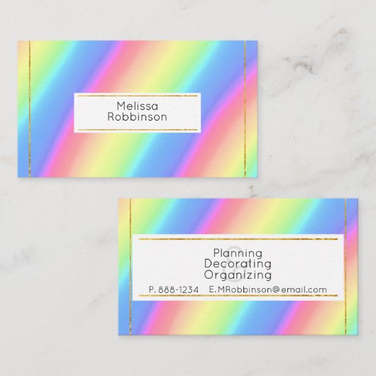 Kleuren van kleurrijke heldere regenbooggradiënt visitekaartje (Voorkant / Achterkant)