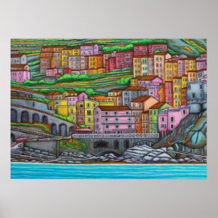 Kleuren van Manarola Print